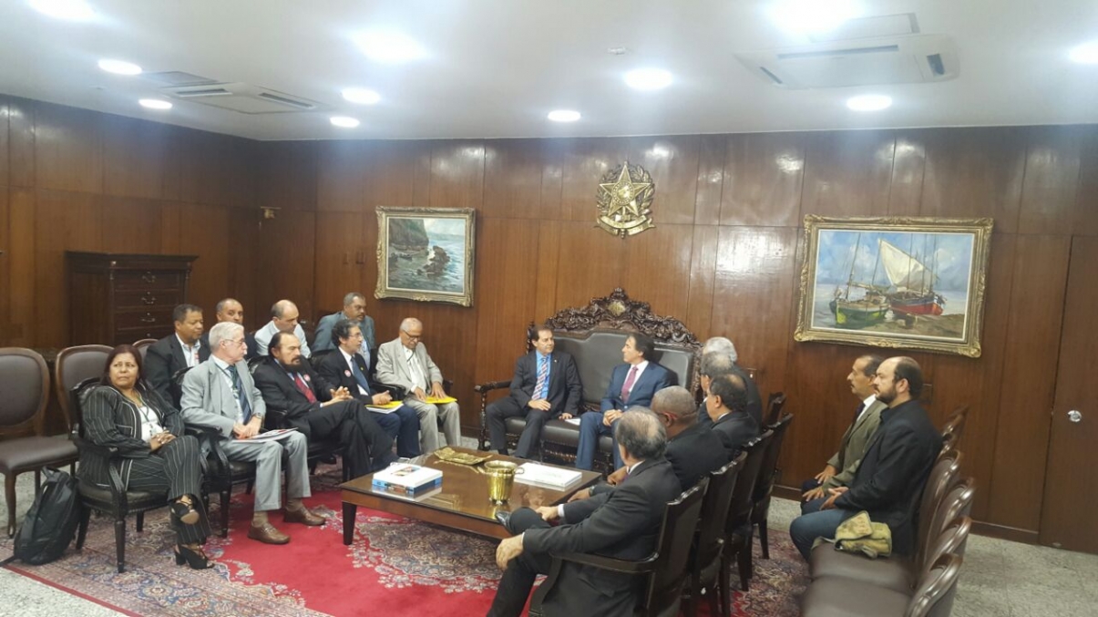 Reunião das centrais sindicais com o presidente do Senado, Eunício Oliveira